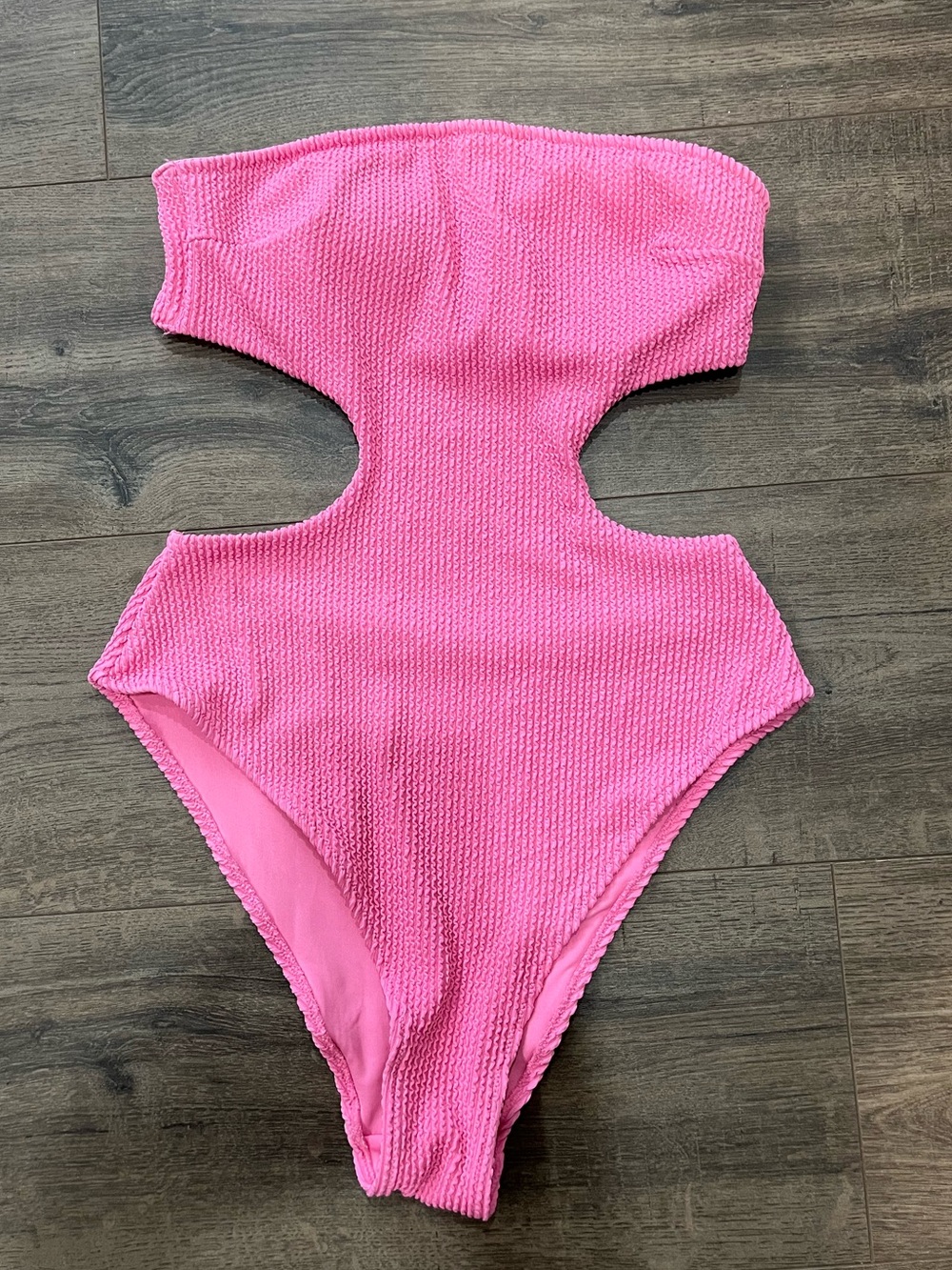H&M Hot Pink Textured Cutout One-Piece Swimsuit